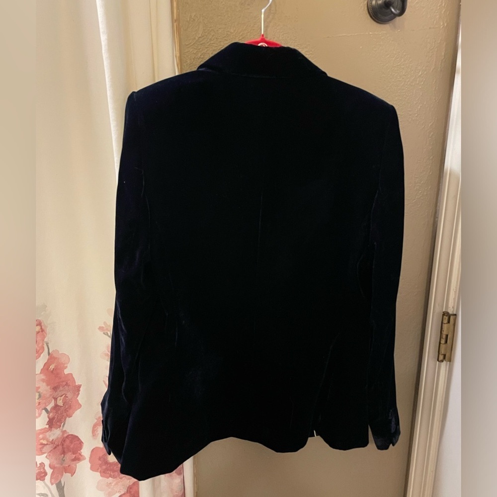 Mango Structured Velvet Blazer Medium Color: Dark Blue NWT - Picture 4 of 6